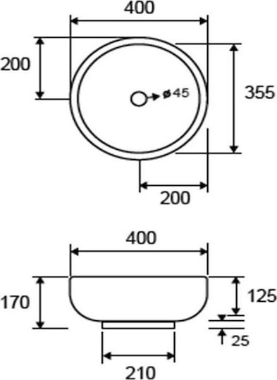Karag Επικαθήμενος Νιπτήρας Πορσελάνης 40x40x17cm Λευκός