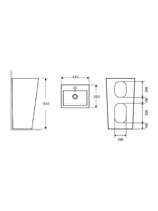 Karag Marais Floor Sink Porcelain 44x38x83cm White