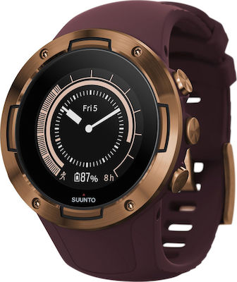 Suunto 5 Stainless Steel 46mm Waterproof Smartwatch with Heart Rate Monitor (Burgundy Copper)