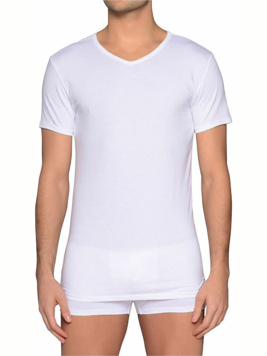Men's Undershirts Short-sleeved in White Color 3Pack