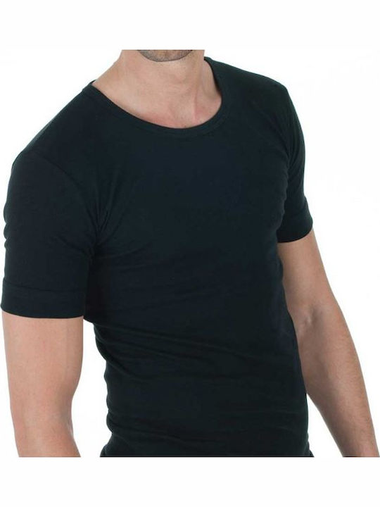 Sporty Sh03 Men's Undershirts Short-sleeved in Black Color 2Pack