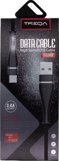 Treqa Braided USB 2.0 to micro USB Cable Μαύρο 1m (CA8221)