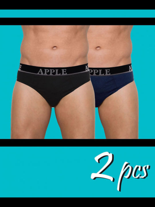 Apple Boxer Ανδρικά Σλιπ Μαύρο / Navy Μονόχρωμα 2Pack