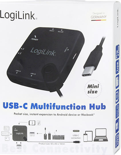LogiLink USB Хъб с 3 Порта USB 2.0 с USB-C Връзка