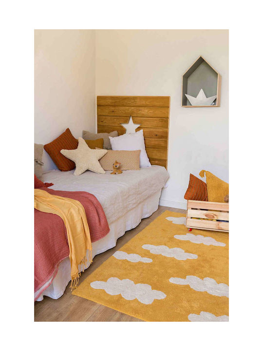 Lorena Canals Clouds Handmade Kids Rug Nori Cotton Mustard 120x160cm