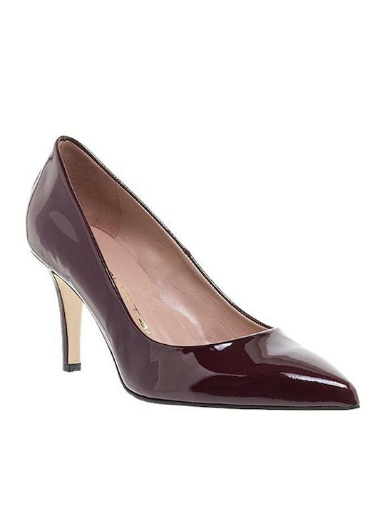 Mourtzi Patent Leather Pointed Toe Burgundy Heels