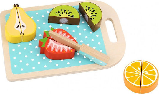 Tooky Toys Φρούτα & Δίσκος Κοπής από Ξύλο για 1+ Ετών 10τμχ