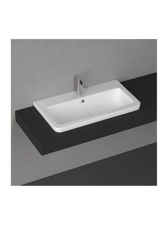 GSI Urban An der Wand montiert Wandhängendes / Eingelassenes Waschbecken Porzellan 80x35x15.5cm Weiß