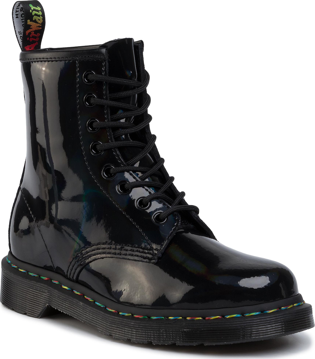 dr martens 1460 black rainbow patent