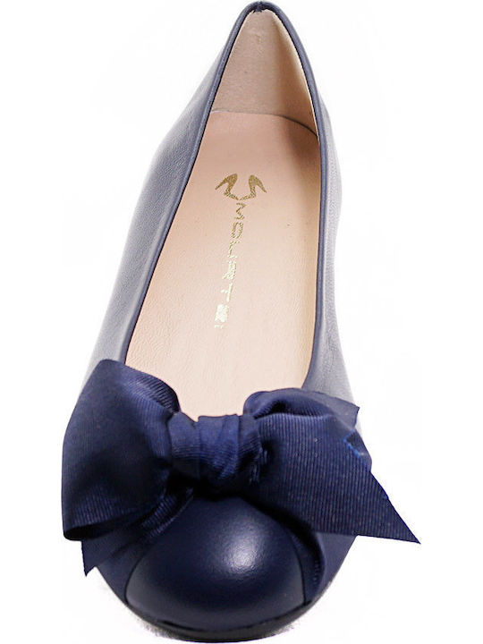 Leather Ballerinas Navy Blue