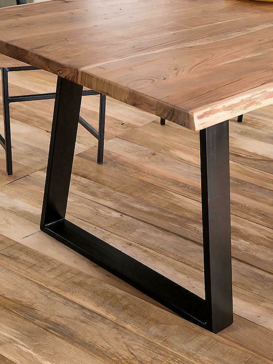 Rama Tisch Speisesaal aus Massivholz & Metall Schwarz 160x90x77cm