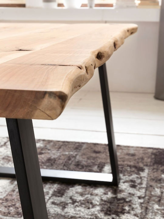 Rama Tisch Speisesaal aus Massivholz & Metall Schwarz 160x90x77cm