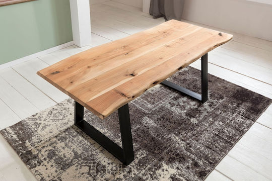 Rama Tisch Speisesaal aus Massivholz & Metall Natürlich 200x95x77cm