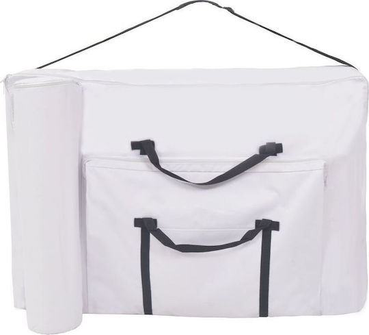 vidaXL Wooden Portable/Folding White Massage and Physiotherapy Bed 193x67cm 3 Positions with Stool