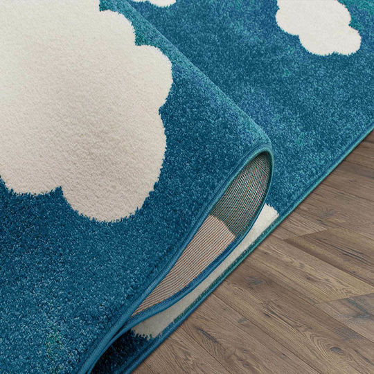 1716 Kinder Teppich Wolken Petrol Blau 133x190cm