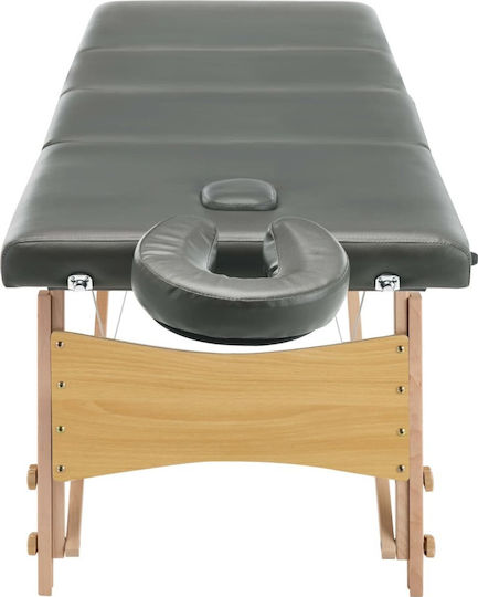 vidaXL Wooden Portable/Folding Gray Massage and Physiotherapy Bed 191x70cm 4 Positions