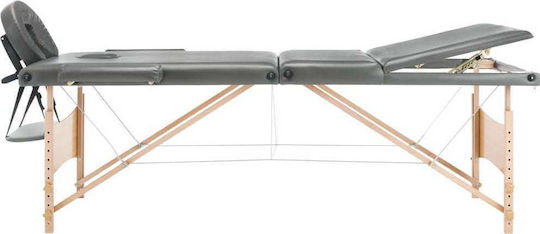 vidaXL Wooden Portable/Folding Gray Massage and Physiotherapy Bed 186x68cm 3 Positions