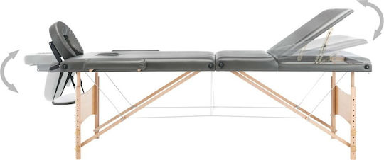 vidaXL Wooden Portable/Folding Gray Massage and Physiotherapy Bed 186x68cm 3 Positions