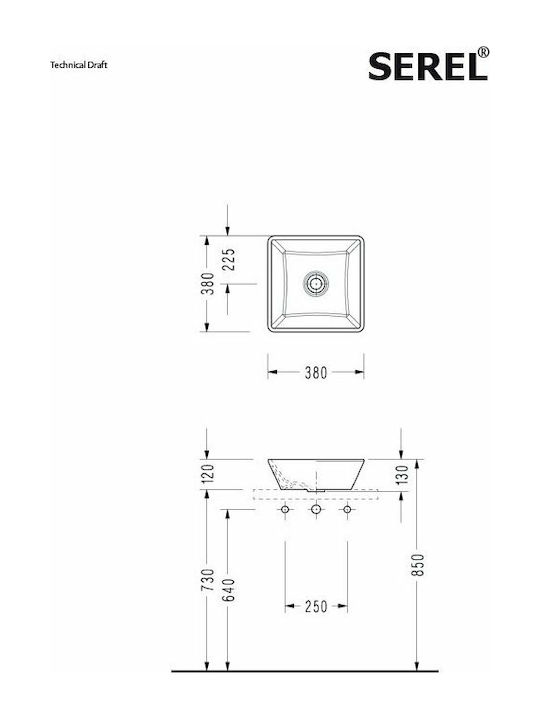 Serel 2013 Countertop Sink Porcelain 38x38x13cm White