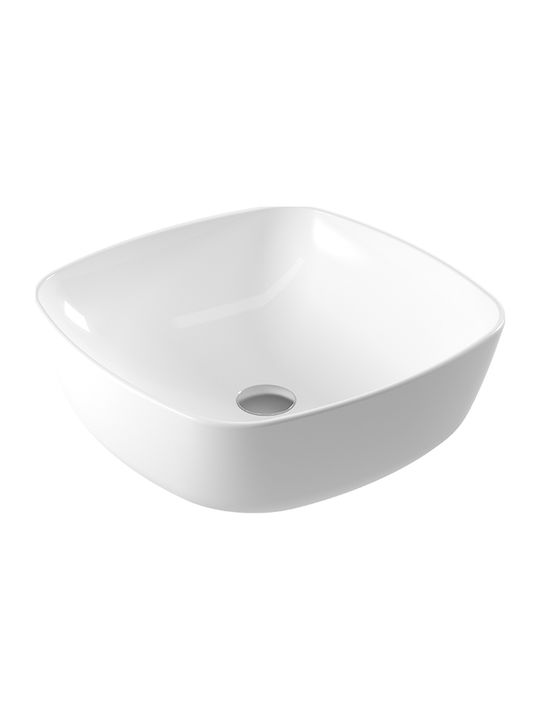 Serel Aufgesetztes Waschbecken Porzellan 46x46x15.5cm Weiß