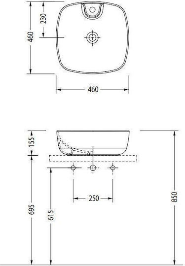 Serel 3016 Επικαθήμενος Νιπτήρας Πορσελάνης 46x46x15.5cm Λευκός