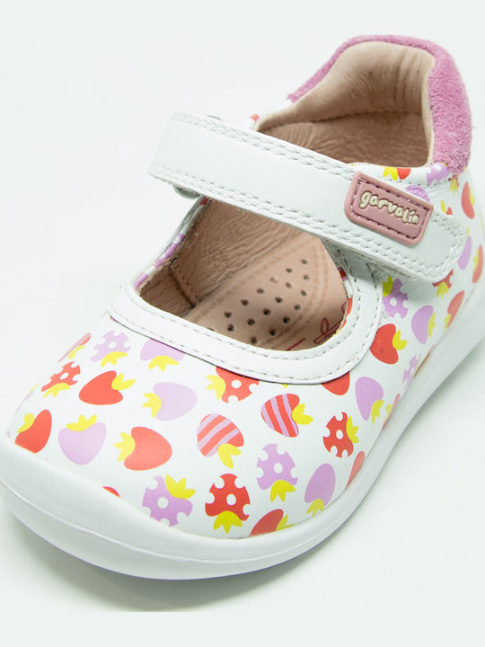 Kids Anatomic Leather Ballerinas with Hoop & Loop Closure White