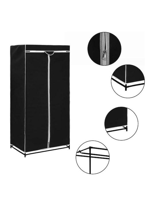 vidaXL Fabric Wardrobe with Zipper in Black Color 75x50x160cm