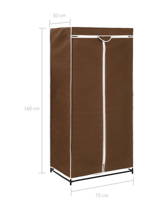 vidaXL Fabric Wardrobe with Zipper in Brown Color 75x50x160cm