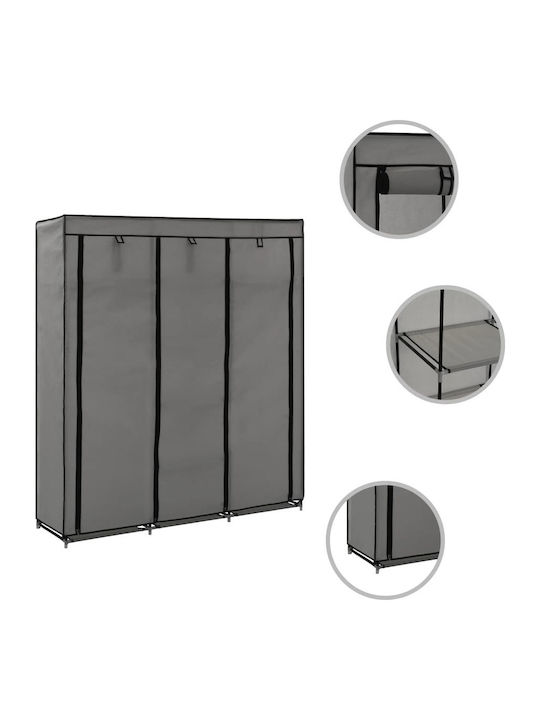 vidaXL Текстилни гардероби с Цип и Рафтове в Сив Цвят 150x45x175см