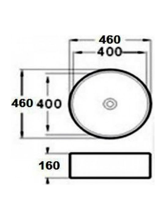 KLP Hola Countertop Sink Porcelain 40x40x16cm White