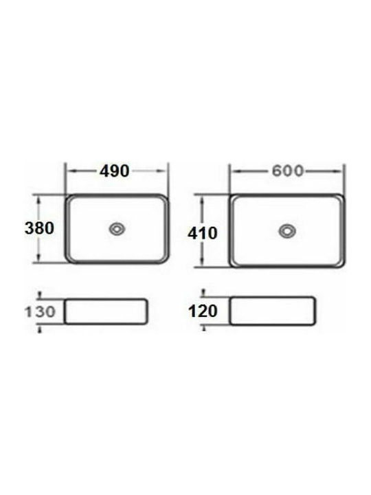 KLP Plus Надеждна мивка Порцелан 49x38x13см Бял