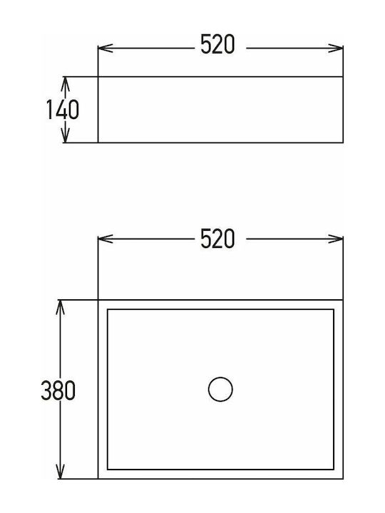 Tema Επικαθήμενος Νιπτήρας Πέτρινος 52x38x14cm Λευκός