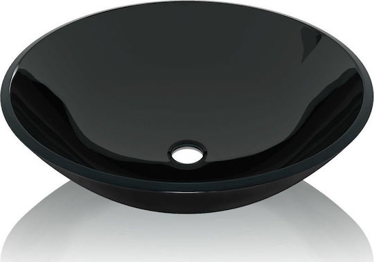 vidaXL Deasupra Blatului Chiuvetă Sticlă 42x42x14cm Negru