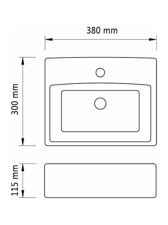 vidaXL Επιτοίχιος Κρεμαστός / Επικαθήμενος Νιπτήρας Κεραμικός 38x30cm Ασημί
