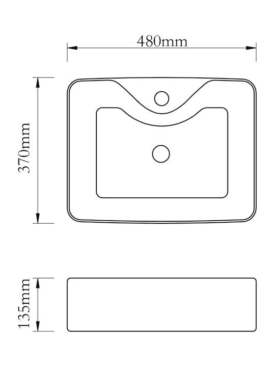 vidaXL Επιτοίχιος Κρεμαστός / Επικαθήμενος Νιπτήρας Κεραμικός 48x37cm Ασημί