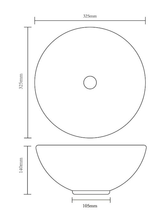 vidaXL Επικαθήμενος Νιπτήρας Κεραμικός 32.5x32.5cm Χρυσός