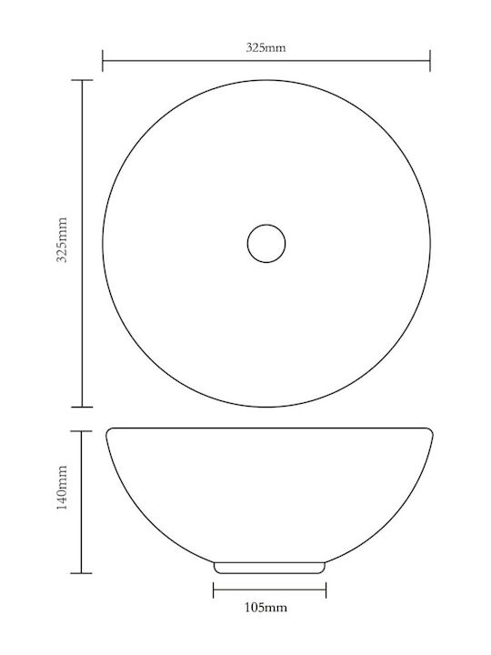 vidaXL Επικαθήμενος Νιπτήρας Πορσελάνης 32.5x32.5cm Ασημί