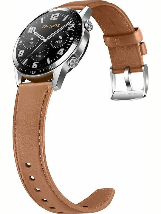 Huawei Watch GT 2 Classic Stainless Steel 46mm Αδιάβροχο με Παλμογράφο (Pebble Brown)
