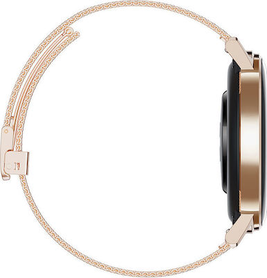 Huawei Watch GT 2 42mm Elegant Stainless Steel 42mm Αδιάβροχο με Παλμογράφο (Refined Gold)