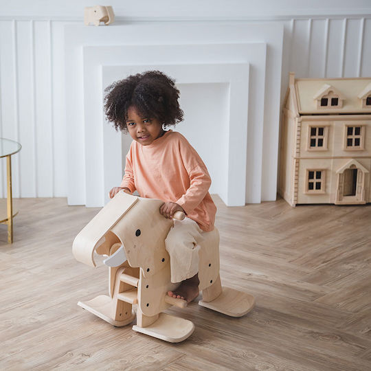 Plan Toys Wooden Rocking Toy Elephant for 24+ months Beige