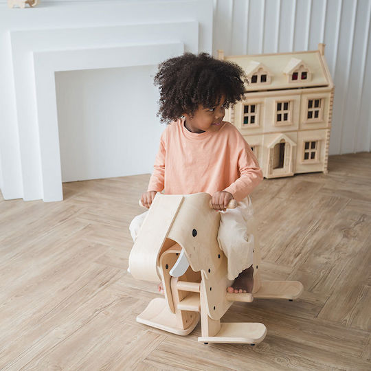 Plan Toys Wooden Rocking Toy Elephant for 24+ months Beige