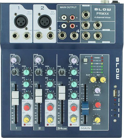 Blow PRMX 4 Analog Console 4 Channels with Phantom Power and 2 XLR Inputs