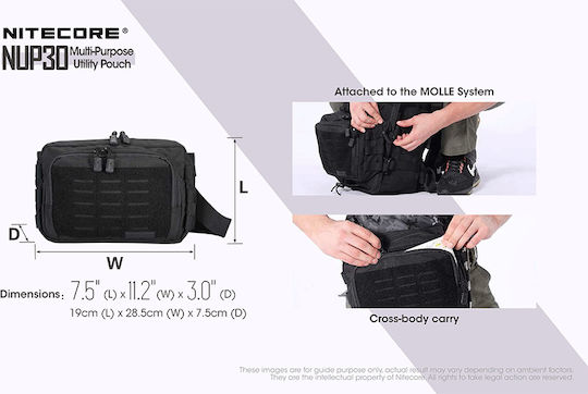 NiteCore NUP30 Tactical Pouch Στρατιωτικό Τσαντάκι Μέσης από Πολυεστέρα Μαύρο