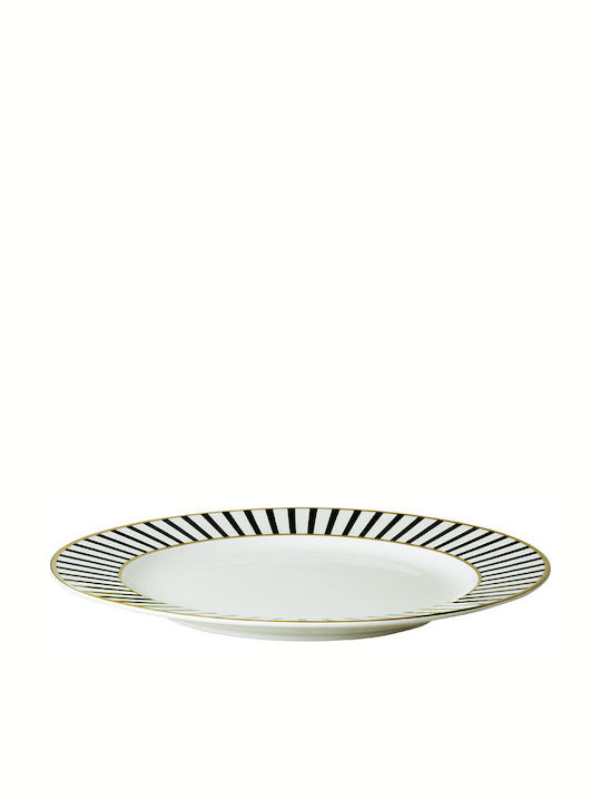 Dutch Rose Dessert Plate Stripe Plate Desert made of Porcelain Gold with Diameter 18cm