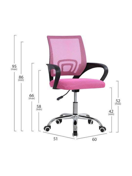 Bristone Office Chair with Fixed Arms Pink HomeMarkt