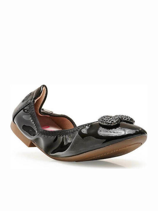 Balerini copii Simple Piele lăcuită Negre