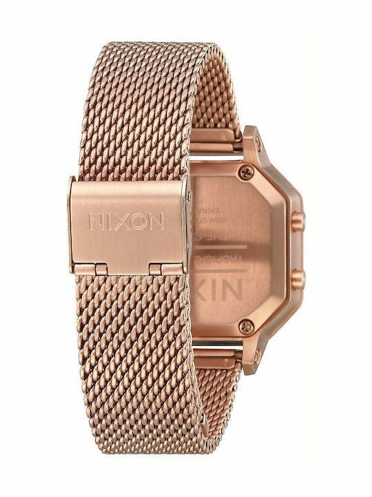 Nixon Τhe Siren Milanese Digital Ceas de Damă cronograf cu Rose Gold Brățară Metalică