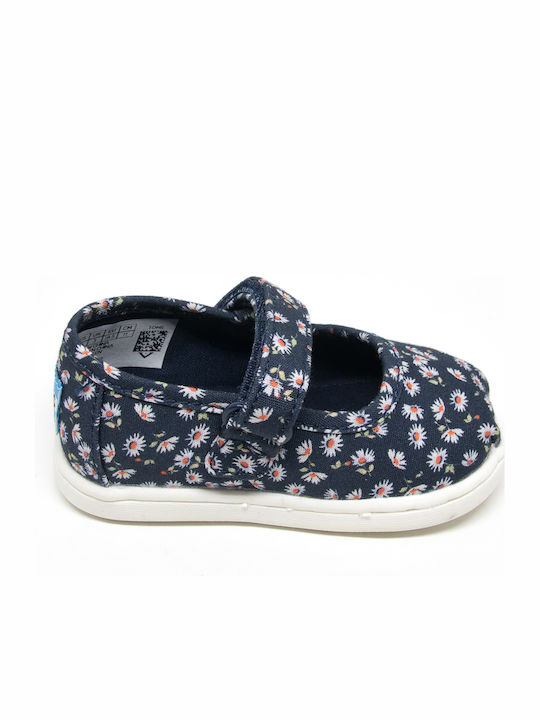 Παιδικές Μπαλαρίνες mit Bügel- und Schleifenverschluss Stoff Marineblau Mary Jane Floral