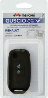 Silicone Car Key Cover Case with 3 Buttons for Renault Black