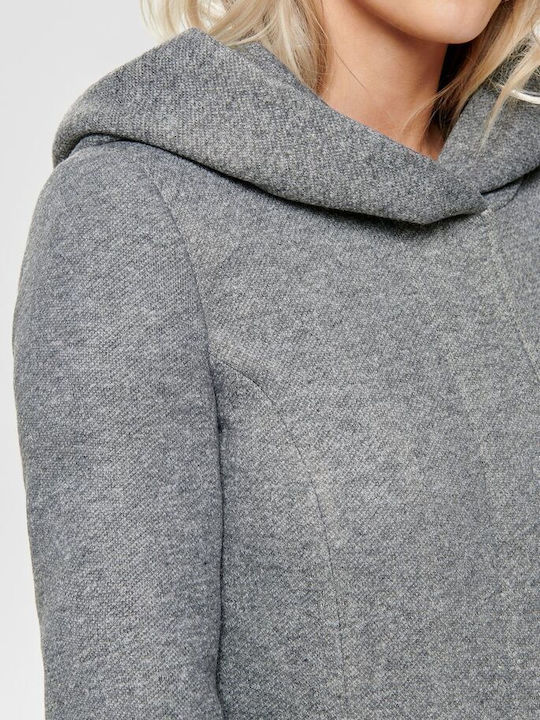 Sedona Women's Light Grey Melange Peacoat with Hood